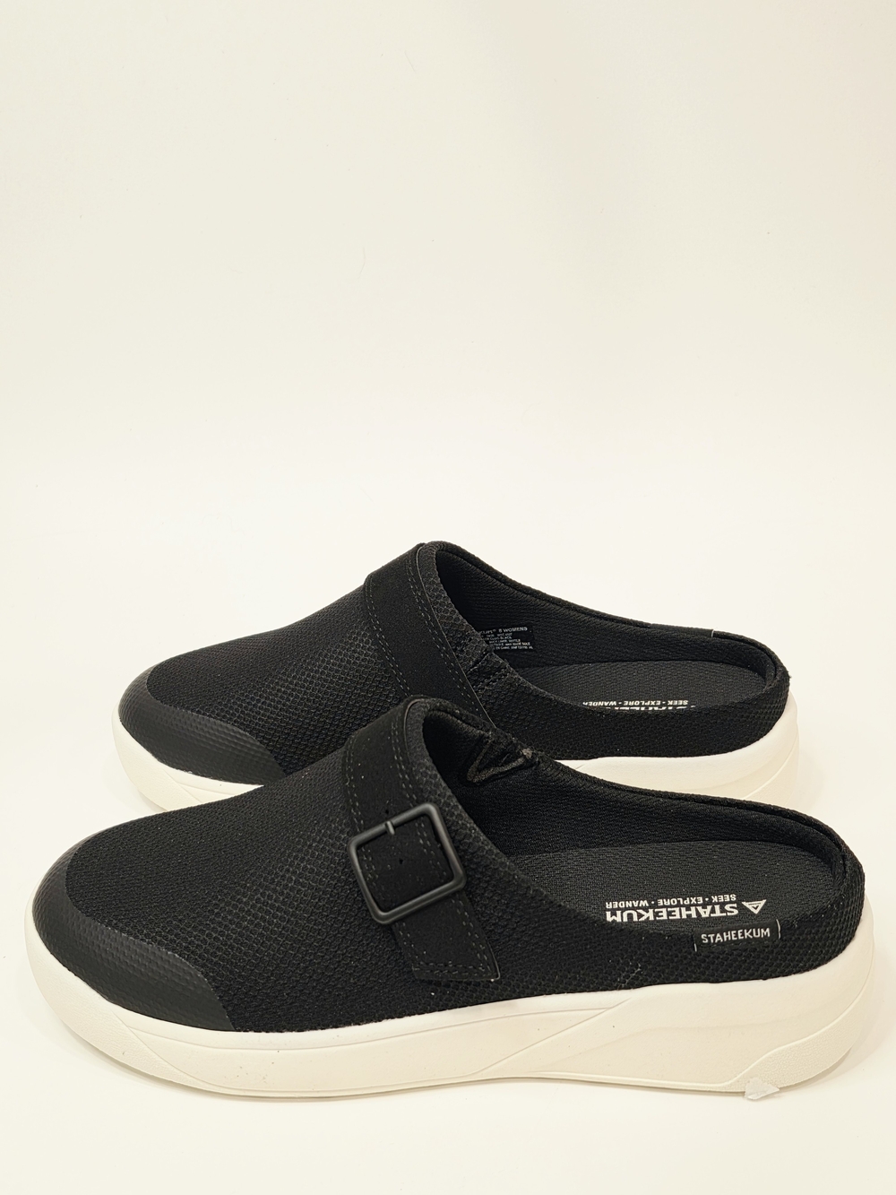 Staheekum Women’s Black Mesh Clog Mule with White Sole